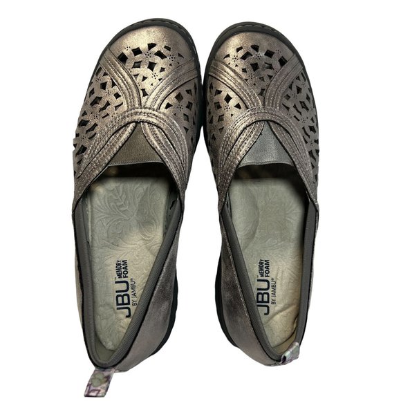 JBU By Jambu Womens Pecan Gunmetal Floral Cutout Slip On Loafer 9.5 - Picture 6 of 8
